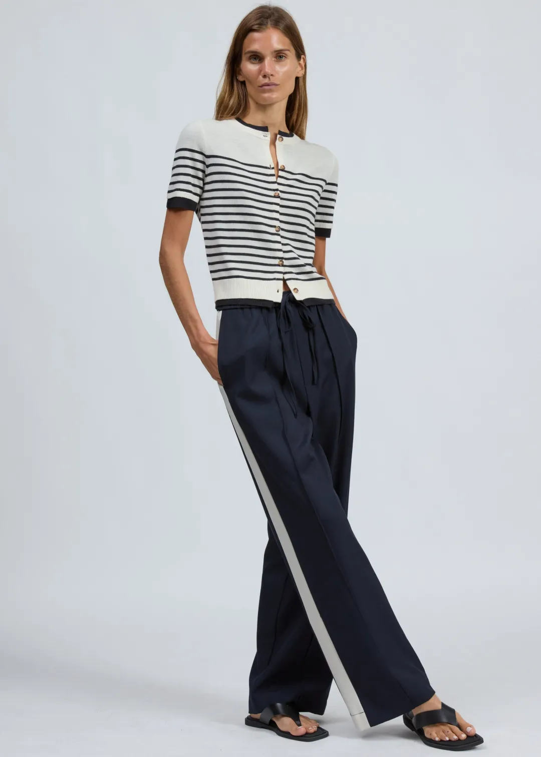 Anne Short Sleeve Stripe Cardigan