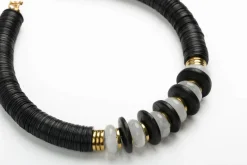 Black/Quartz Crystal Puka Necklace