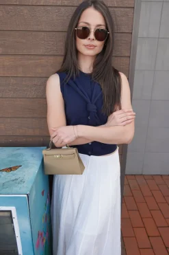 Button Front Vest With Tie