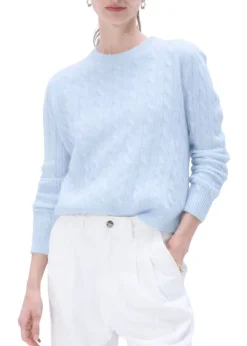 Cashmere Varsity Cable Crew