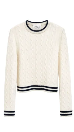 Cashmere Varsity Cable Crew