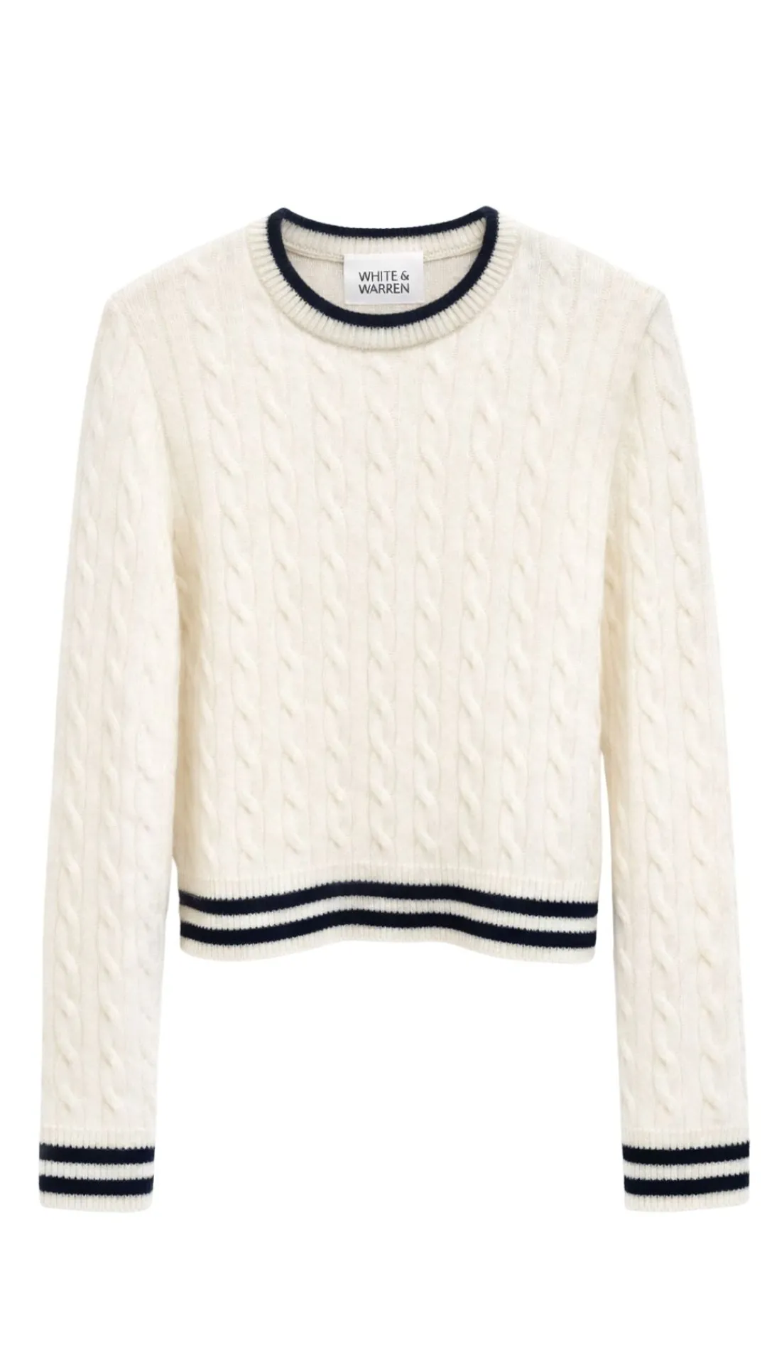 Cashmere Varsity Cable Crew