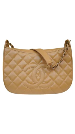 Chanel Caviar Quilted Shoulder/Dark Beige