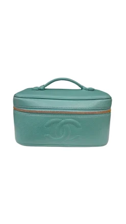 Chanel Leather Makeup Case/Teal