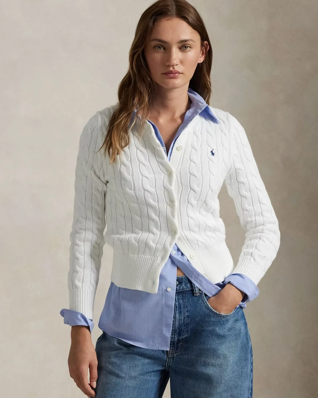 Cotton Crewneck Cardigan