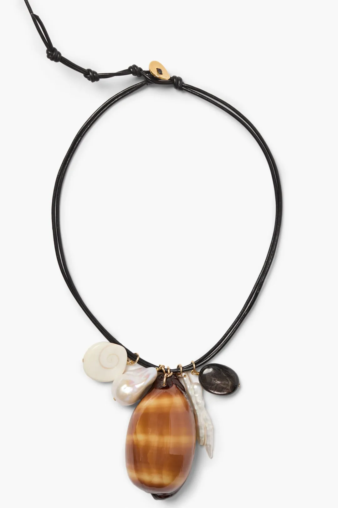 Cowrie Leather Charm Necklace