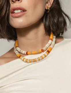 Cream Orange Seashell Puka Necklace