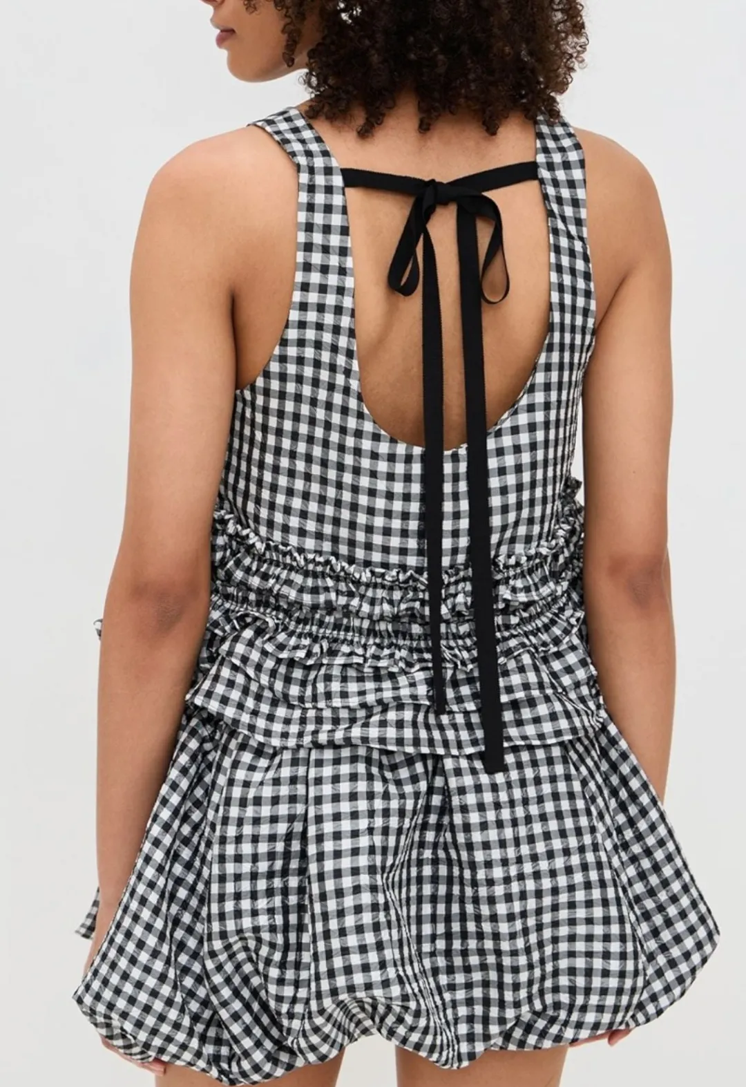 Crinkled Taffeta Frill Top