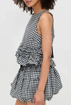 Crinkled Taffeta Frill Top