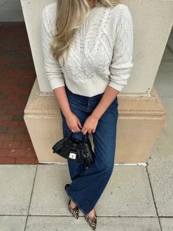 Cuffed Wide Leg Jeans in Spencer