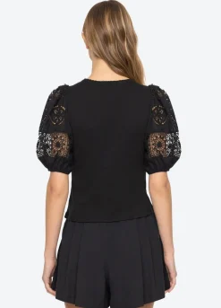 Dahlia Eyelet Combo Sleeve Tee