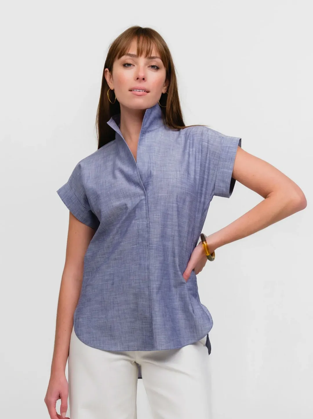 Denim Cap Sleeve Top