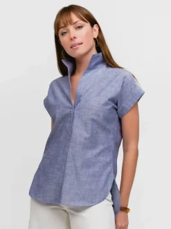 Denim Cap Sleeve Top