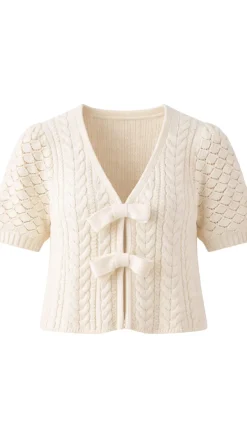 Elaine Pointelle Bow Cardigan