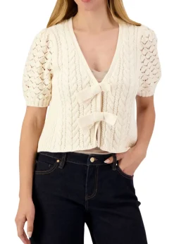 Elaine Pointelle Bow Cardigan