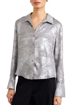 Flowy Wide Collar Button Down