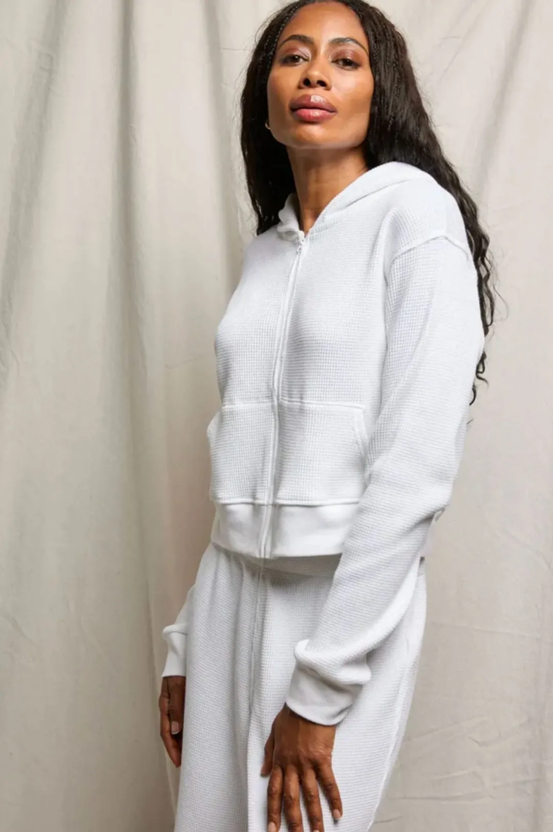 Inez Waffle Zip Hoodie