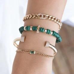 14k Curb Emerald Bracelet