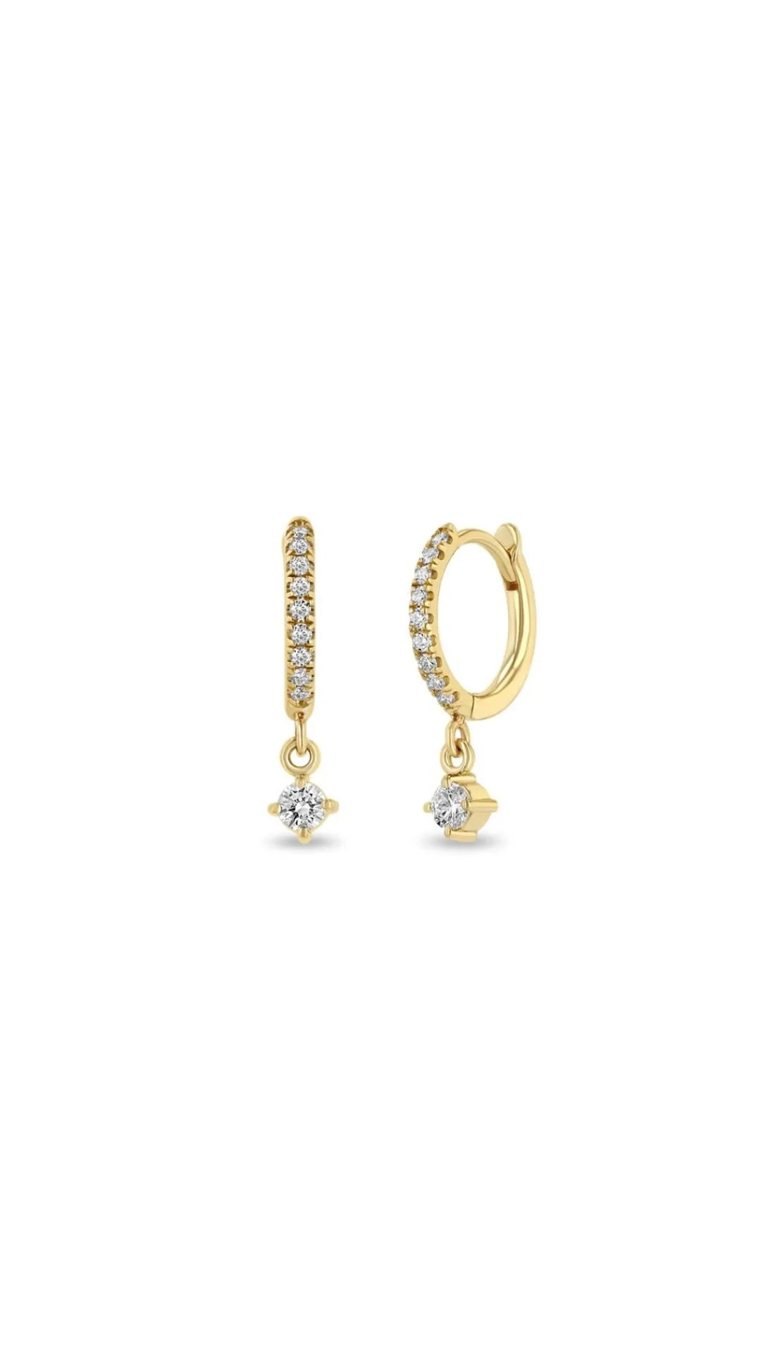 14k Dangling Pave Diamond Earrings