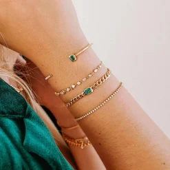 14k Emerald Bezel Bracelet