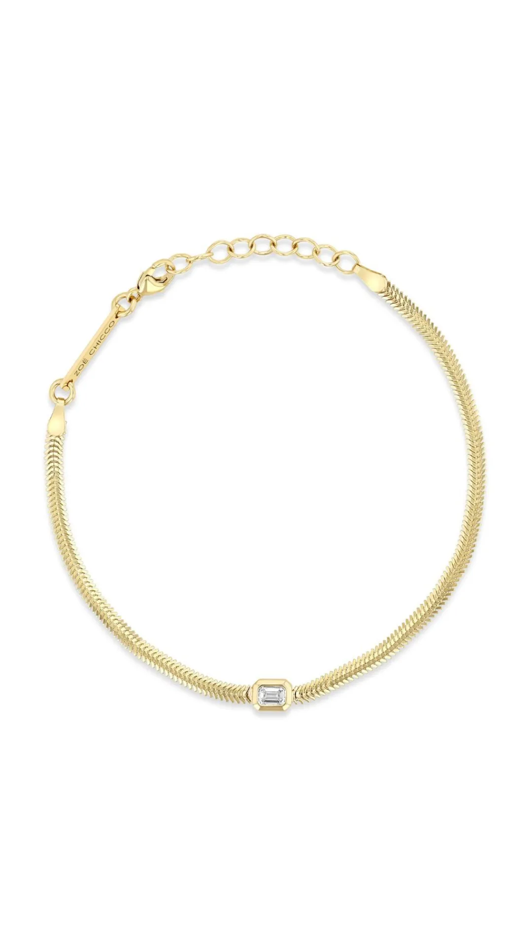 14k Emerald Cut Chain Bracelet