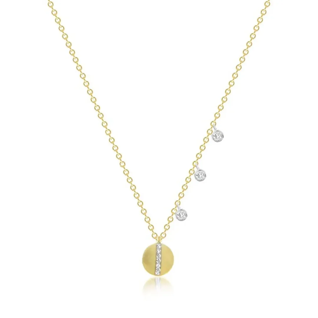 14k Encrusted Disc Necklace