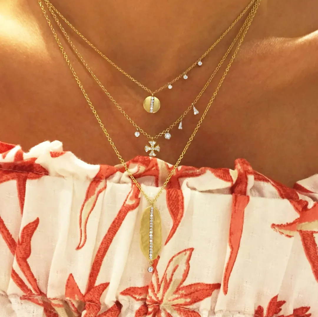 14k Encrusted Disc Necklace