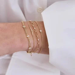 14k Linked Prong Diamond Bracelet