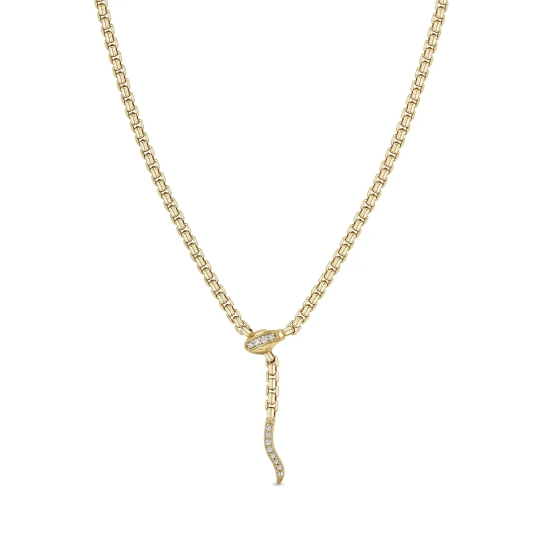 14k Pave Diamond Serpent Necklace