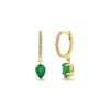 14k Pave Pear Emerald Earrings