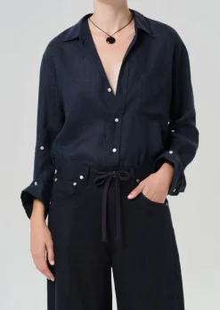 Kayla Shrunken Linen Shirt