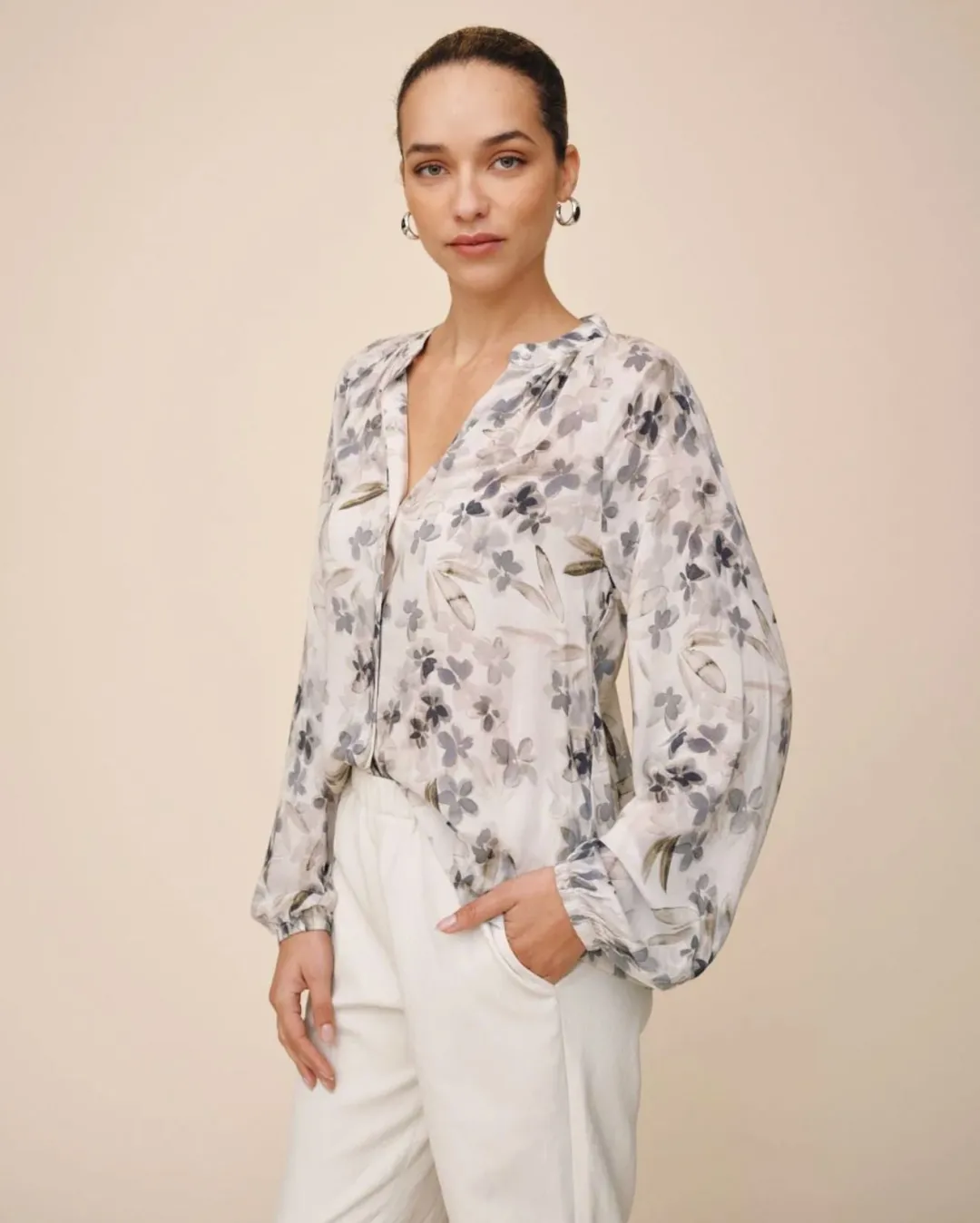 Long Sleeve Shirred Raglan Shirt