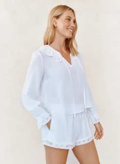 Long Sleeve Tie Neck Ruffle Top