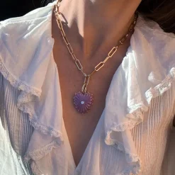 Malene Purple Mica Clip Necklace