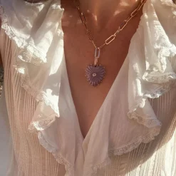 Malene Purple Mica Clip Necklace