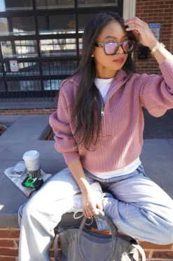 Maura Half Zip Rib Knit