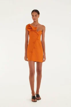 Orange Flower Mini Dress