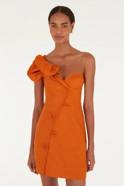 Orange Flower Mini Dress