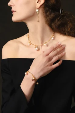 Pearl Brass Collar Necklace