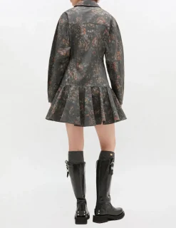 Printed Cotton Buttoned Mini Dress