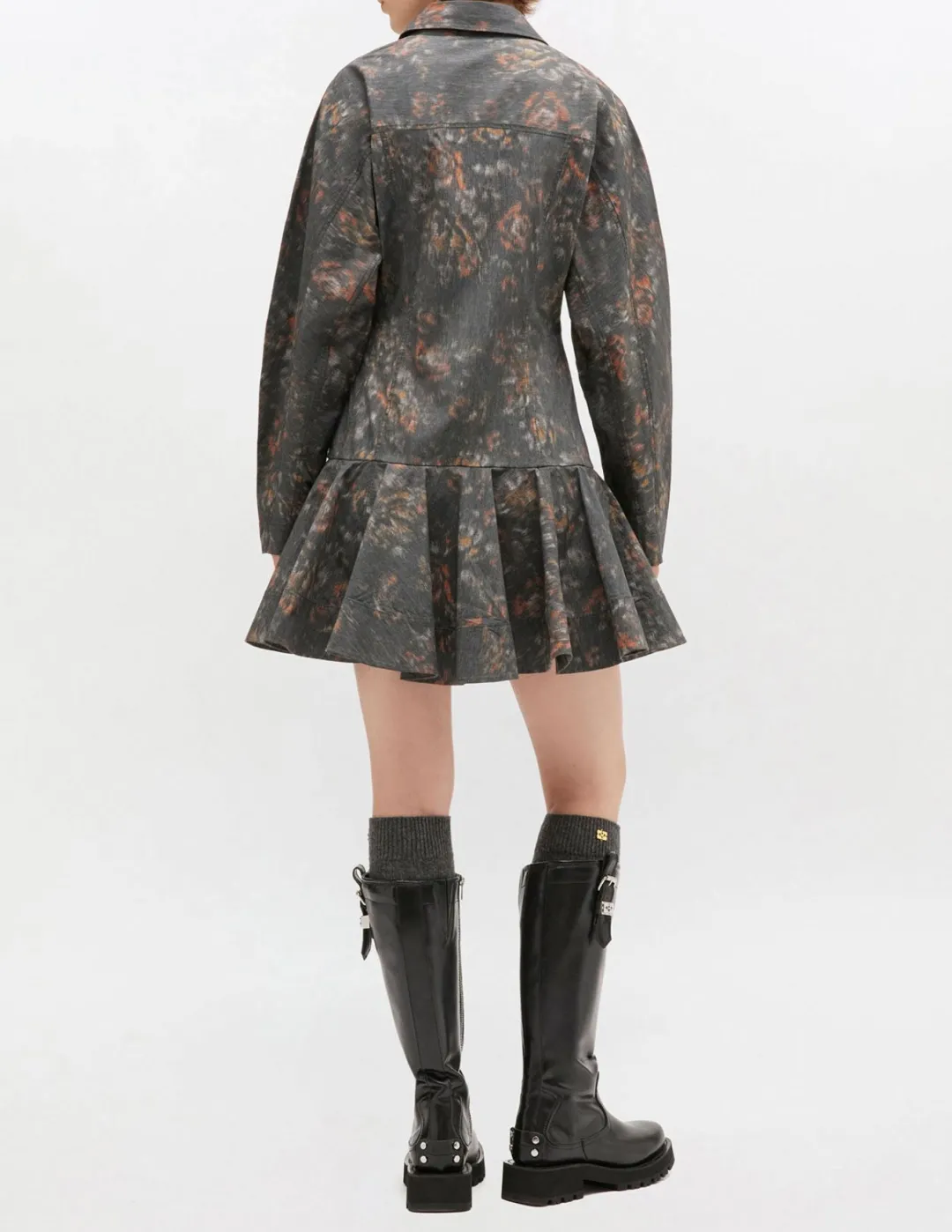 Printed Cotton Buttoned Mini Dress