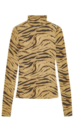 Printed Shiny Jersey Turtlenck