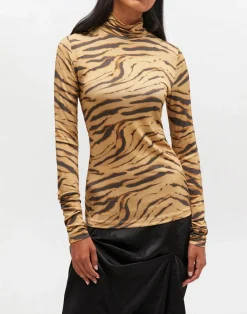Printed Shiny Jersey Turtlenck