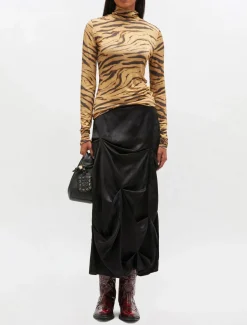 Printed Shiny Jersey Turtlenck