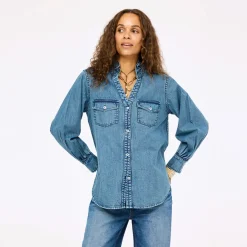 Puff Sleeve Denim Shirt