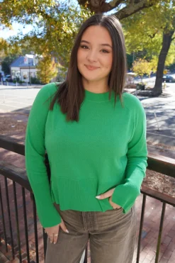 Raglan Crew With Side Slits