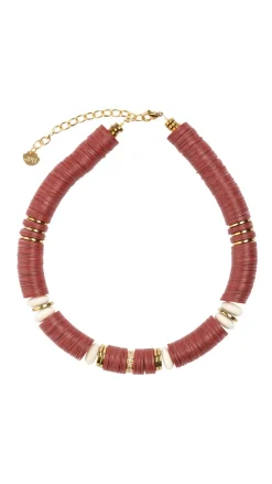 Red With Bone Beads Puka Necklace