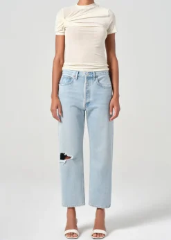 90's Crop Mid Rise Loose Straight Jeans