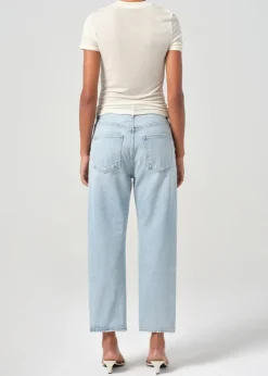 90's Crop Mid Rise Loose Straight Jeans