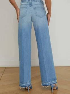 Scottie High Rise Wide Leg Raw Hem Jeans